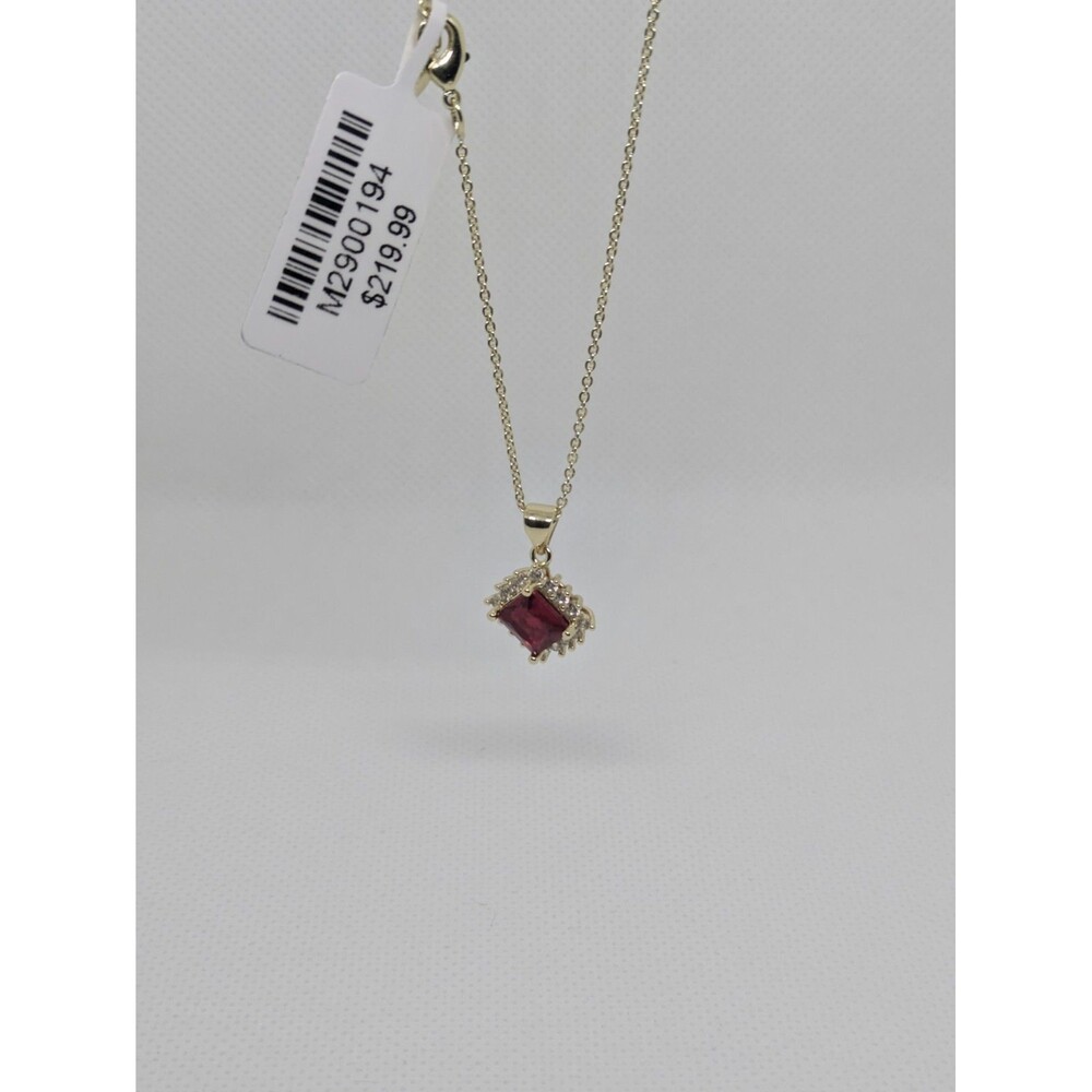 Womens Brand new (W/ Tag) Fine Red Halo Cz Corundum Pendant W/ 16-18in. Chain - Picture 12 of 12